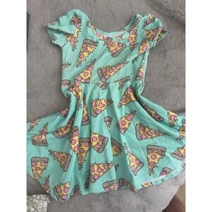 Wild Rich Kids Mickey Mouse Pizza Slice Mint Skater Dress Girls Size 3/4